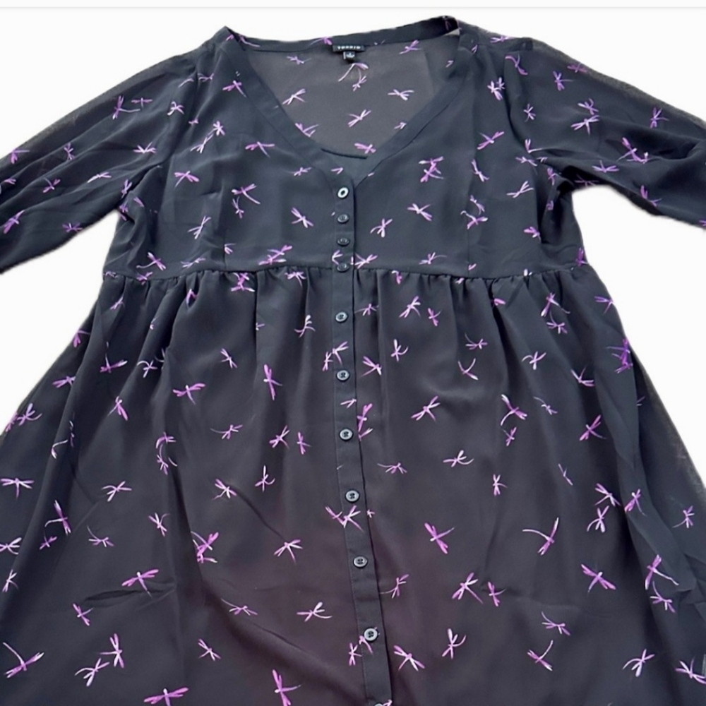 Size 6 Torrid Black/Purple Dragonfly Dress
